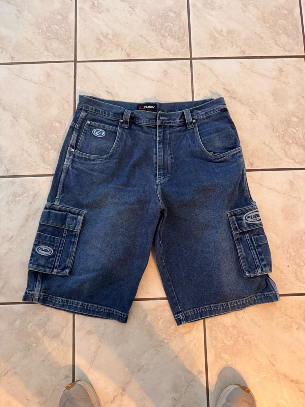FUBU Dark Blue Men’s Cargo Denim Shorts